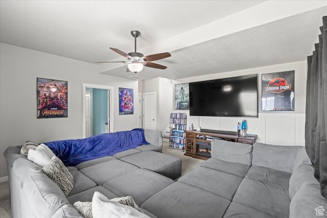 971 W Farnham Dr, North Salt Lake, UT 84054 - carpeted living room featuring a ceiling fan