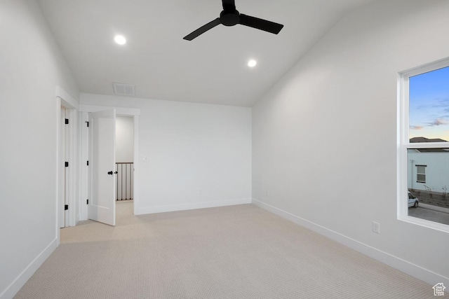 11419 S Watercourse Rd Unit 188, South Jordan, UT 84009 - carpeted empty room with a ceiling fan, recessed lighting, lofted ceiling, and baseboards