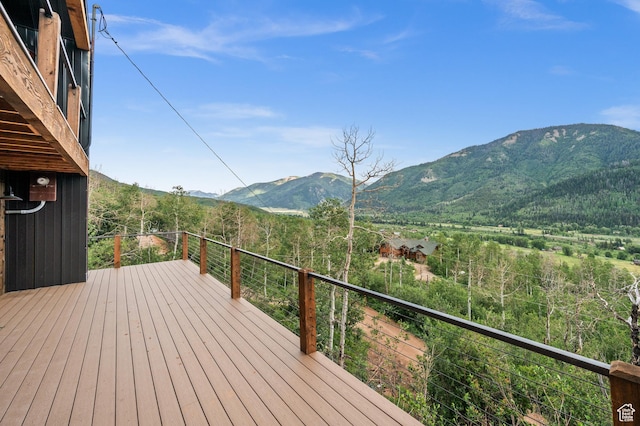deck with a mountain view