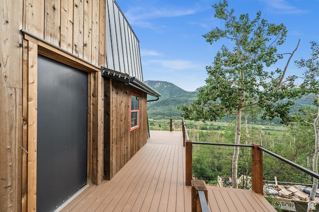 deck featuring a mountain view