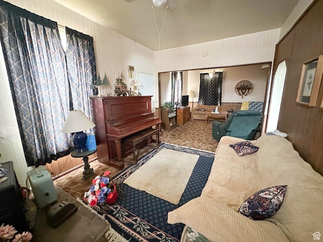 sitting room featuring carpet flooring