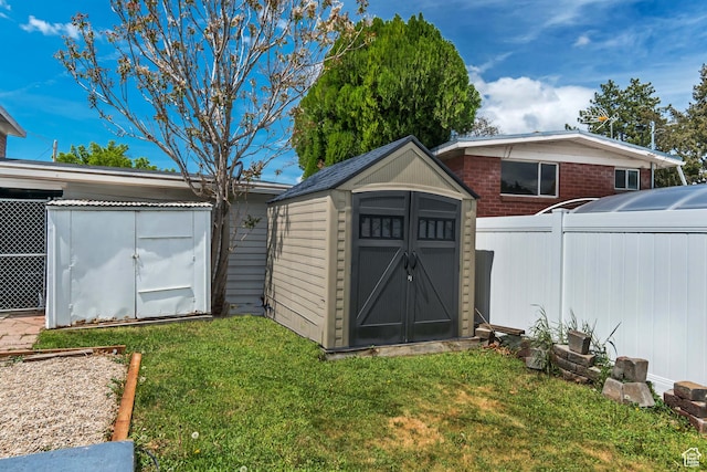 view of shed