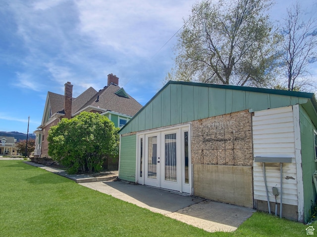 244 S Main St W, Ephraim, UT 84627 - back of house with french doors, a yard, board and batten siding, and a patio