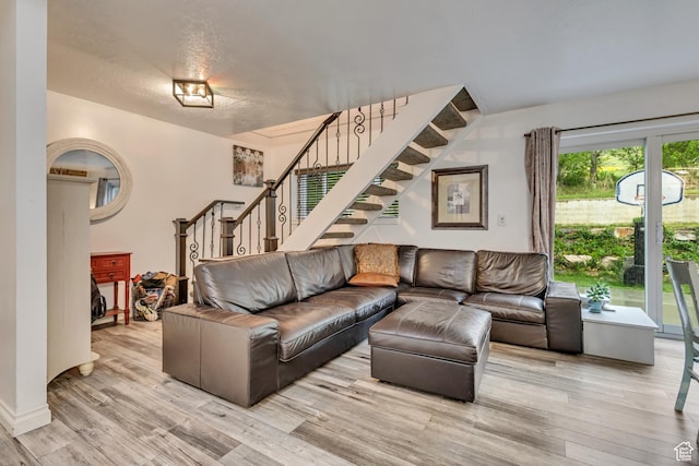 1343 S 200 E, Farmington, UT 84025 - living room with stairway and wood finished floors