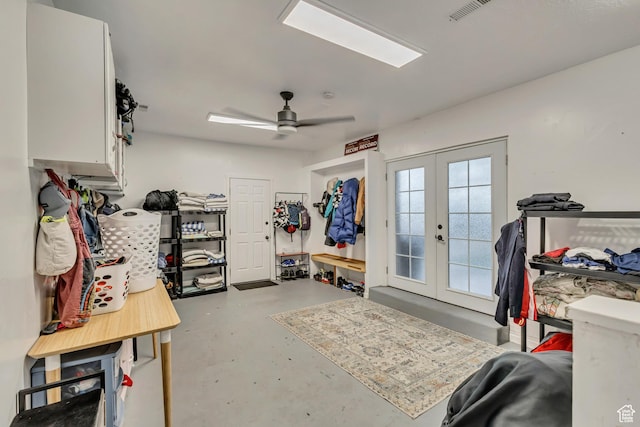 1343 S 200 E, Farmington, UT 84025 - mudroom featuring french doors, concrete floors, and a ceiling fan