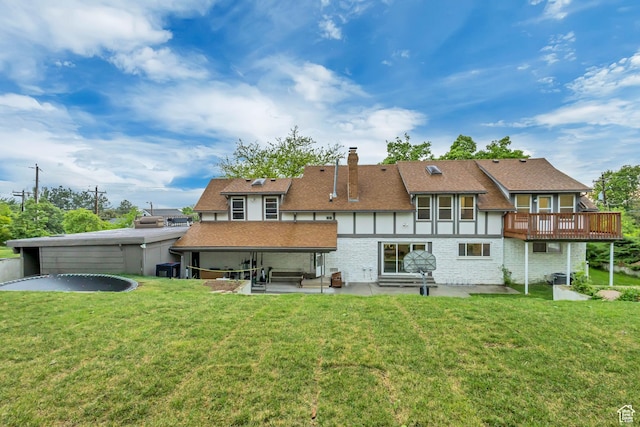 1343 S 200 E, Farmington, UT 84025 - back of house featuring a patio area, a shingled roof, a lawn, and brick siding