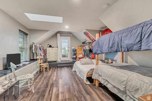 1343 S 200 E, Farmington, UT 84025 - bedroom with wood finished floors, a skylight, multiple windows, lofted ceiling, and recessed lighting