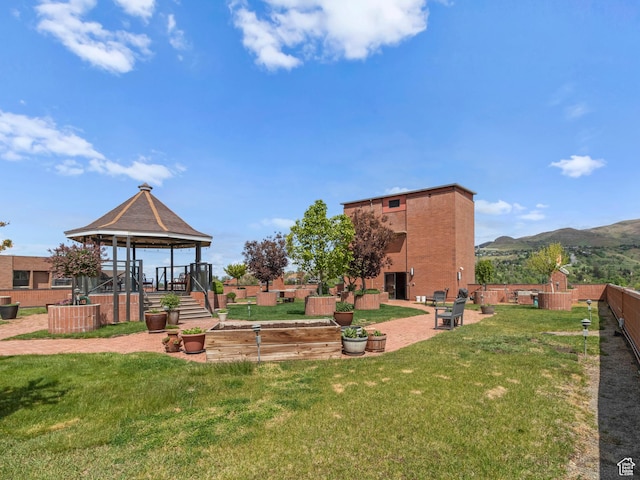 141 E Second Ave N Unit 502, Salt Lake City, UT 84103 - view of community featuring a gazebo, a mountain view, and a patio