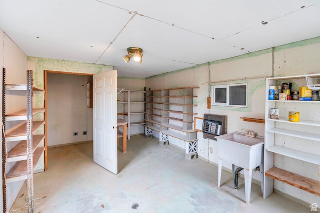 below grade area with heating unit