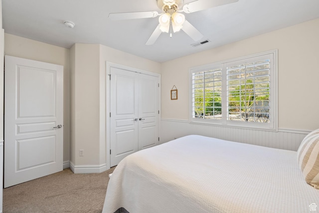 512 Glendon Way, Pleasant Grove, UT 84062 - bedroom with light carpet, a closet, and a ceiling fan