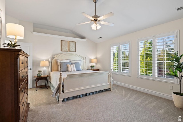512 Glendon Way, Pleasant Grove, UT 84062 - carpeted bedroom featuring vaulted ceiling, baseboards, and a ceiling fan