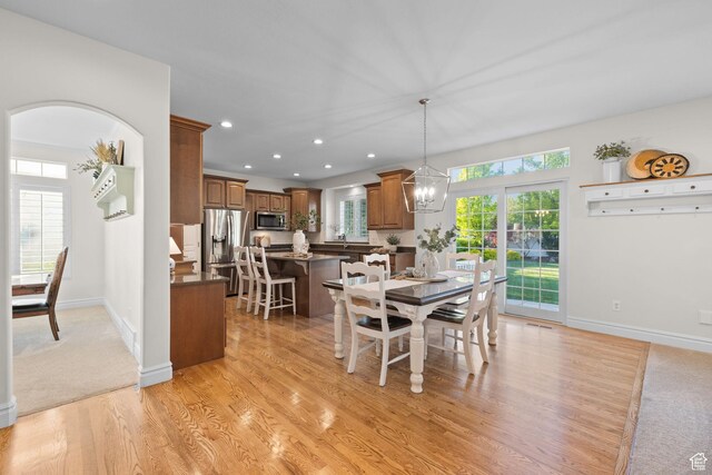 512 Glendon Way, Pleasant Grove, UT 84062 - dining space with light wood-style flooring, plenty of natural light, baseboards, and recessed lighting