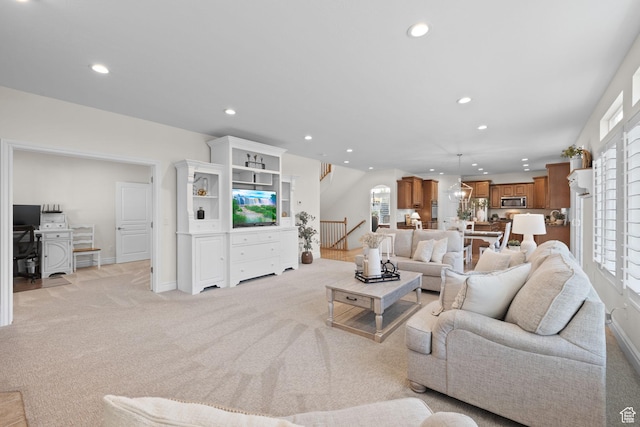 512 Glendon Way, Pleasant Grove, UT 84062 - living room with recessed lighting, healthy amount of natural light, light colored carpet, and baseboards