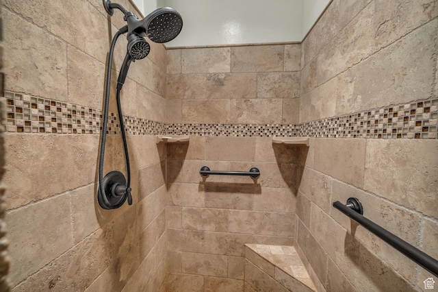detailed view of a tile shower