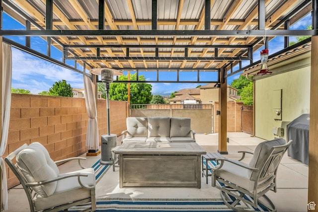 view of patio / terrace with outdoor lounge area and a fenced backyard