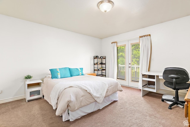 3123 E Canyon Glen Loop S, Spanish Fork, UT 84660 - bedroom featuring carpet flooring, access to exterior, an office area, baseboards, and french doors