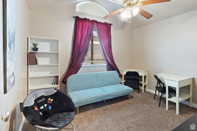 1768 N 200 W, North Ogden, UT 84414 - sitting room featuring carpet floors, a ceiling fan, and baseboards