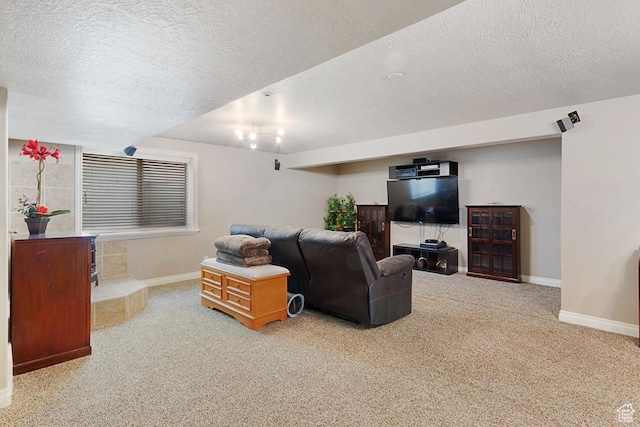 1768 N 200 W, North Ogden, UT 84414 - carpeted living room featuring a textured ceiling and baseboards