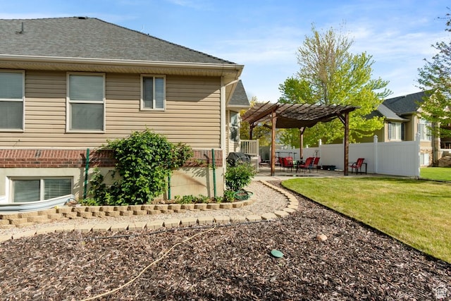 1768 N 200 W, North Ogden, UT 84414 - view of side of home with a pergola, a patio area, and roof with shingles