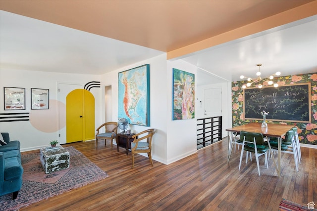 944 N 1400 W, Salt Lake City, UT 84116 - living room with a chandelier, wood finished floors, and baseboards