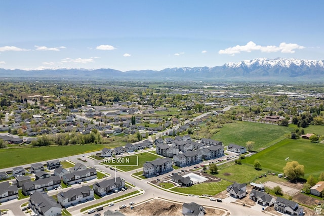 aerial perspective of suburban area with mountains