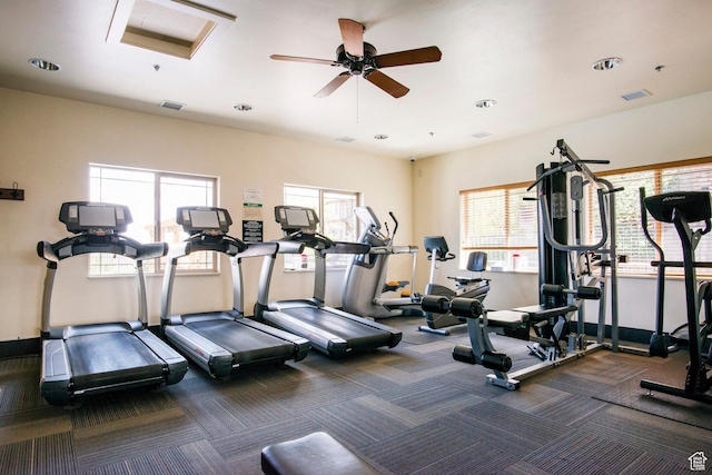 5501 Lillehammer Ln Unit 4306, Park City, UT 84098 - workout area with ceiling fan, carpet flooring, and recessed lighting