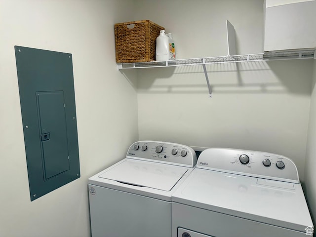 167 E Craner Peak Dr, Eagle Mountain, UT 84005 - laundry area featuring independent washer and dryer and electric panel