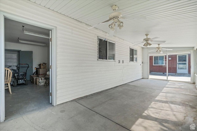 view of patio with a ceiling fan