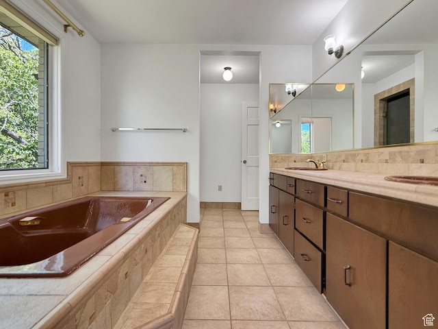 1145 E 1675 N, North Ogden, UT 84404 - full bath with plenty of natural light, a garden tub, tile patterned flooring, and double vanity