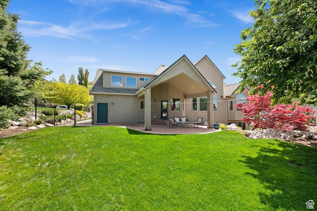 1161 Woodcrest Ln, North Salt Lake, UT 84054 - back of property with stucco siding, a patio, and roof with shingles