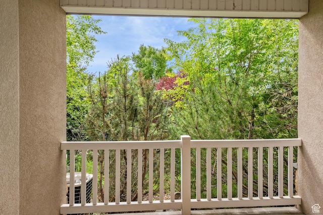 balcony featuring central air condition unit