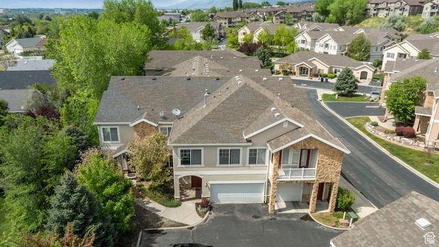 aerial perspective of suburban area featuring mountains