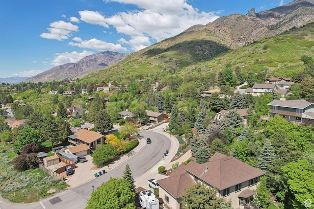 aerial perspective of suburban area with mountains