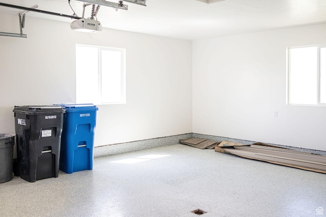 garage with a garage door opener