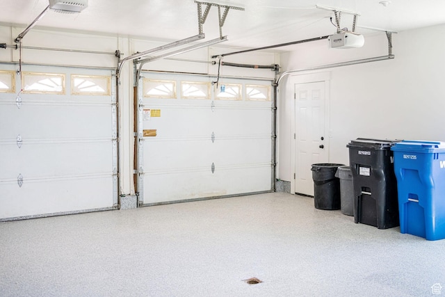 garage with a garage door opener
