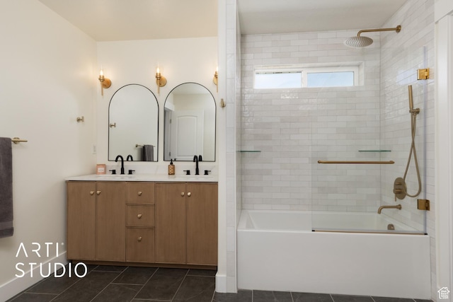 1340 S 740 E, Lehi, UT 84043 - full bathroom with tile patterned floors, double vanity, and shower / bath combination