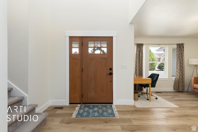 1340 S 740 E, Lehi, UT 84043 - entrance foyer featuring light wood-style floors, baseboards, and stairs