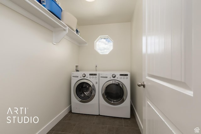 1340 S 740 E, Lehi, UT 84043 - washroom with independent washer and dryer, baseboards, and dark tile patterned floors
