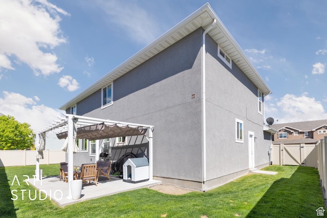 1340 S 740 E, Lehi, UT 84043 - rear view of house featuring a pergola, a gate, a patio, and stucco siding