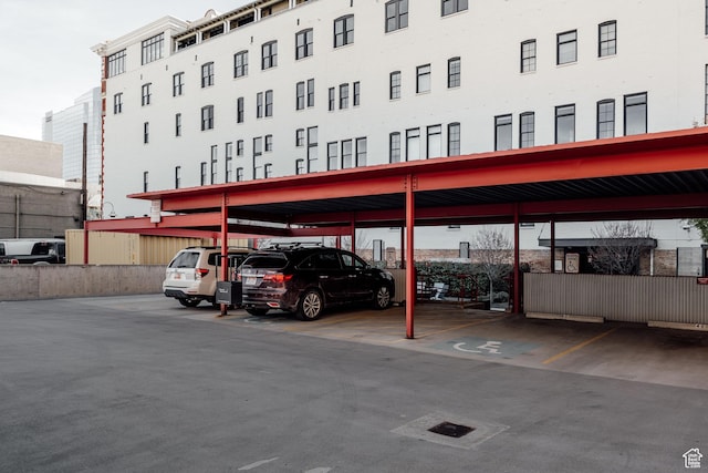 view of covered parking lot
