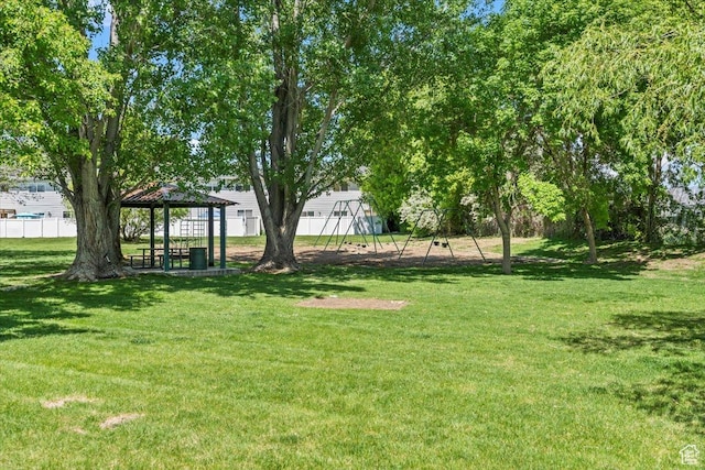 view of yard with a gazebo