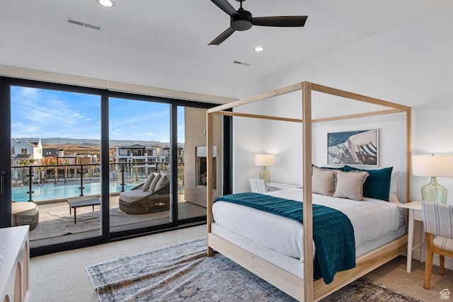 833 W Savoy Ln, St George, UT 84790 - carpeted bedroom featuring access to exterior, recessed lighting, and ceiling fan