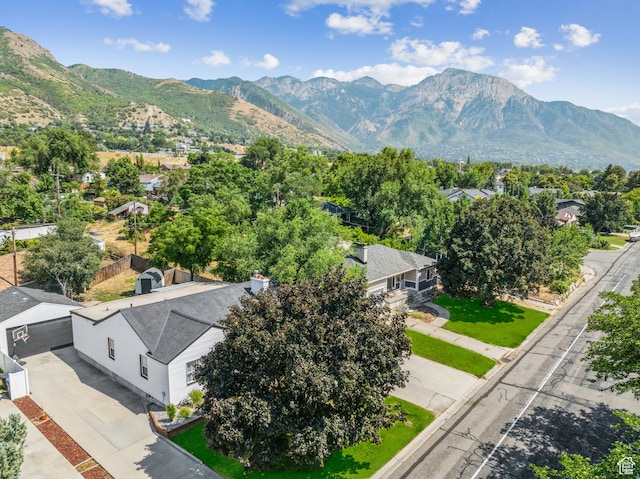 drone / aerial view of a mountainous background