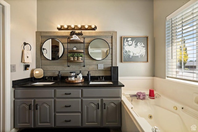 1243 E 1450 N, Lehi, UT 84043 - bathroom featuring healthy amount of natural light, a whirlpool tub, and double vanity