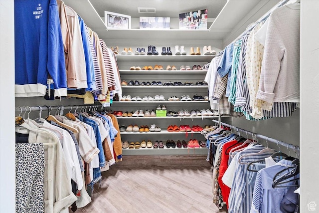 spacious closet featuring wood finished floors