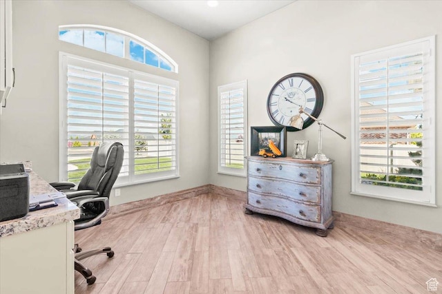 office space featuring healthy amount of natural light and wood finished floors