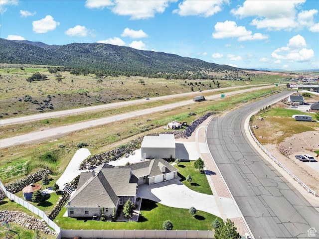 drone / aerial view of a mountain backdrop
