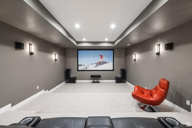 9969 S Altamont Dr E, Sandy, UT 84092 - cinema featuring baseboards, carpet, recessed lighting, and a tray ceiling