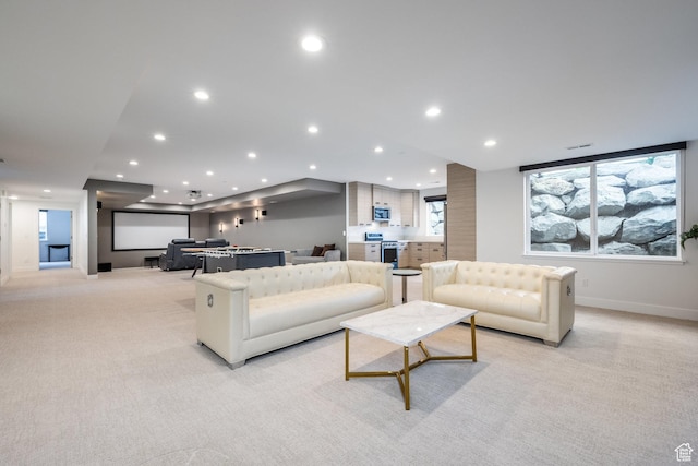 9969 S Altamont Dr E, Sandy, UT 84092 - living area with light colored carpet, recessed lighting, and baseboards