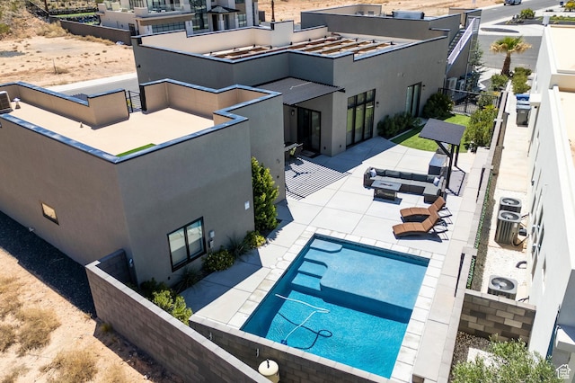 aerial view of a pool